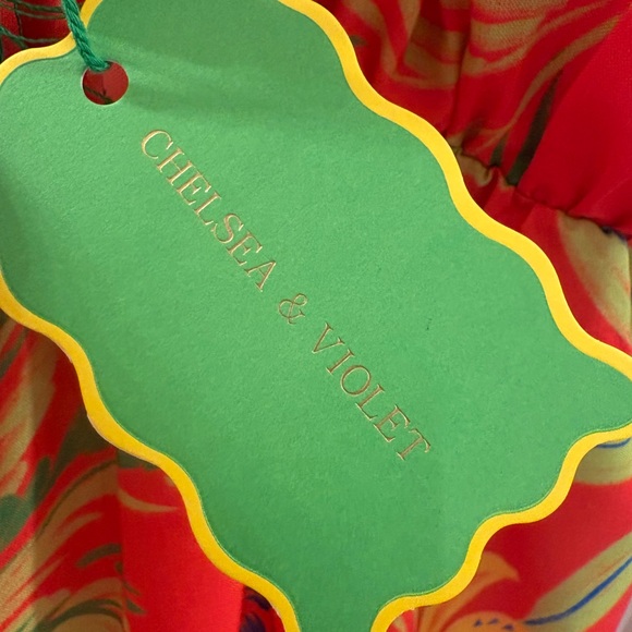 Chelsea & Violet Vibrant Red Tropical  Maxi Dress Size 10 - Picture 8 of 8